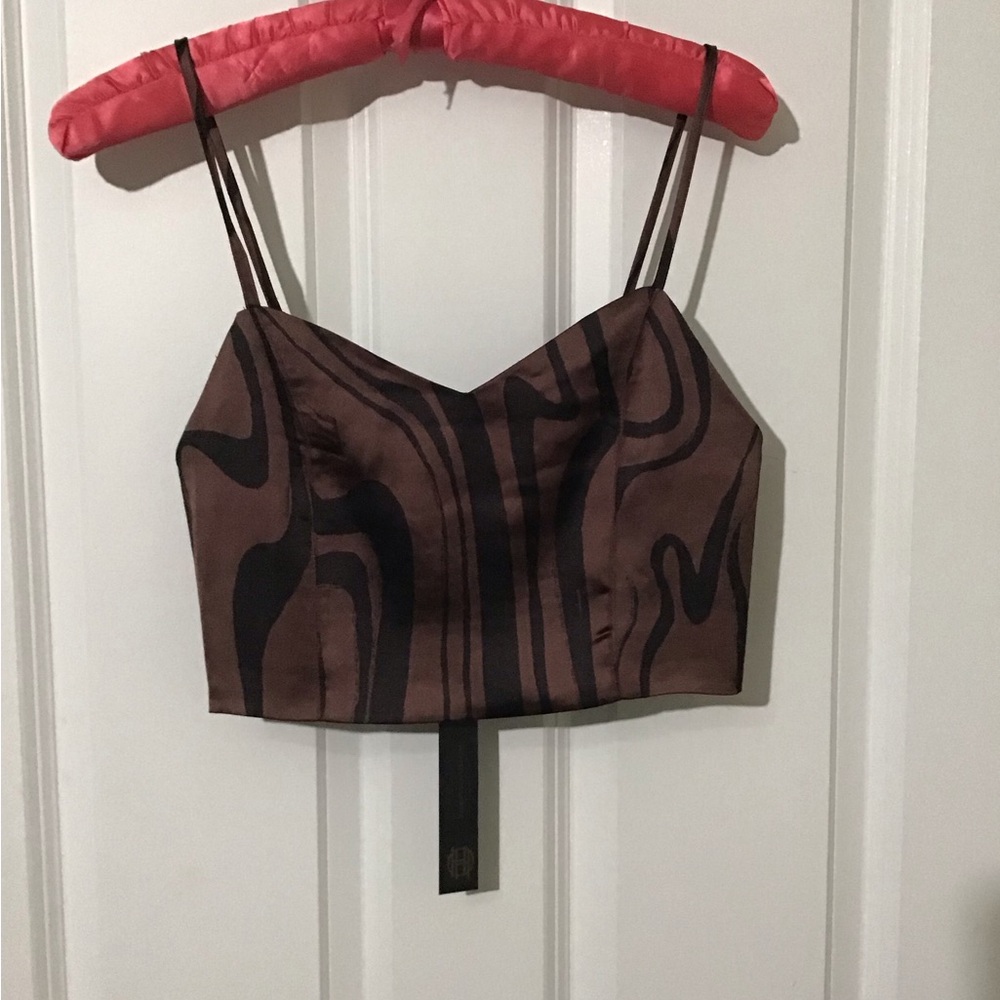 House Of Harlow 1960.Beautiful Top Brown &Black.Extra Small.Brand New with Tags
